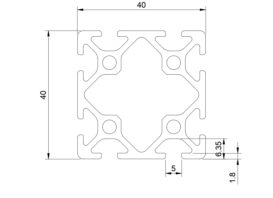 Aluminiumprofil I Nut 5 40x40