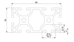 Aluminiumprofil I Nut 6 60x30 leicht