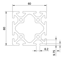 Aluminiumprofil I Nut 6 60x60 schwer