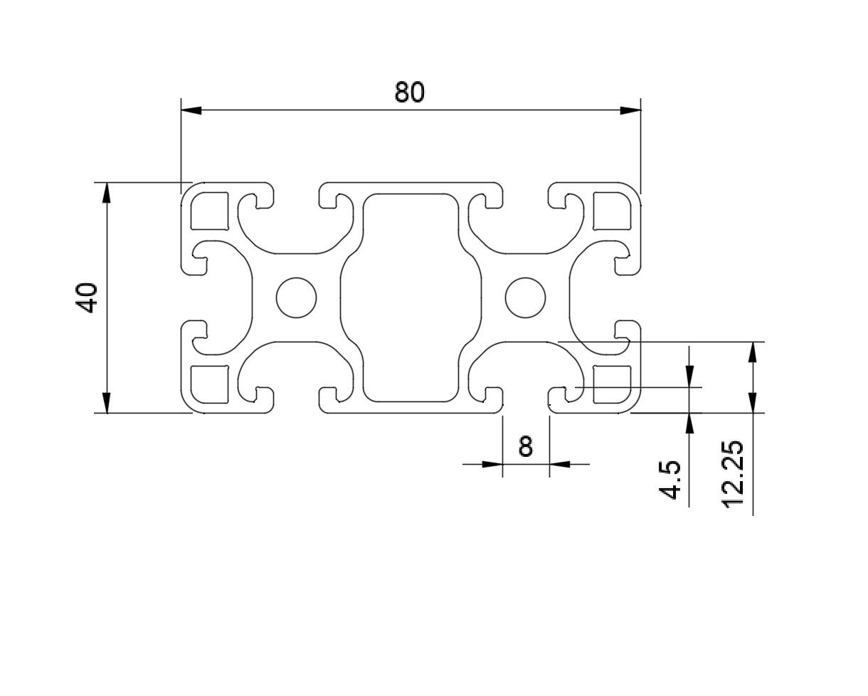 Aluminiumprofil I Nut 8 80x40 leicht